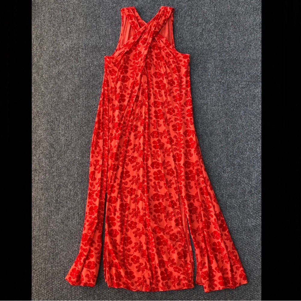 Soft Surroundings Kalani Dress in Radiant Red Hibiscus Floral Print size Large